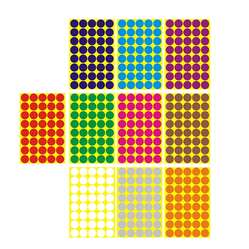 30 Sheets Colorful Round Dot Stickers Self Adhesive Removable Label Paper for Home Office School Classroom Party Price Marking