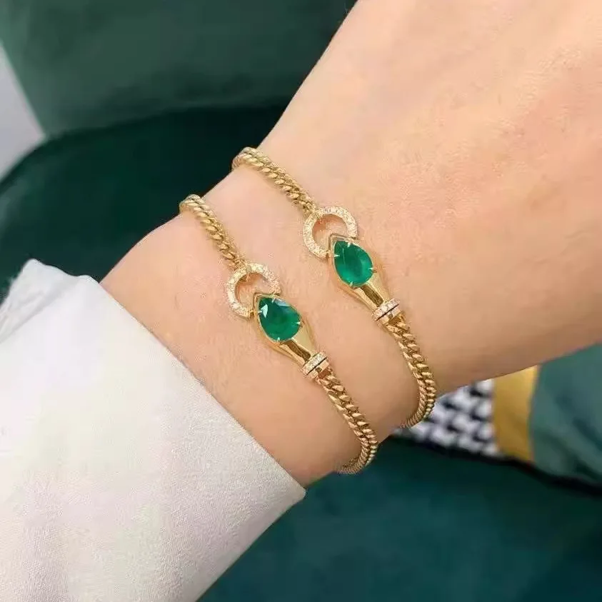 

BJLMother Green Bracelet Ancient Style Cuban Chain Spirit Snake Royal Blue Bracelet Female