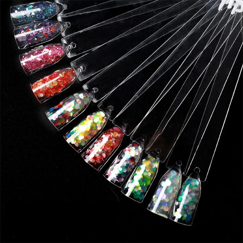 False Nail Art Color Card Color Test Stand Gel Polish Template Fan Shape Nail Art Tips Sample Stand Nail Polish Practice Palette