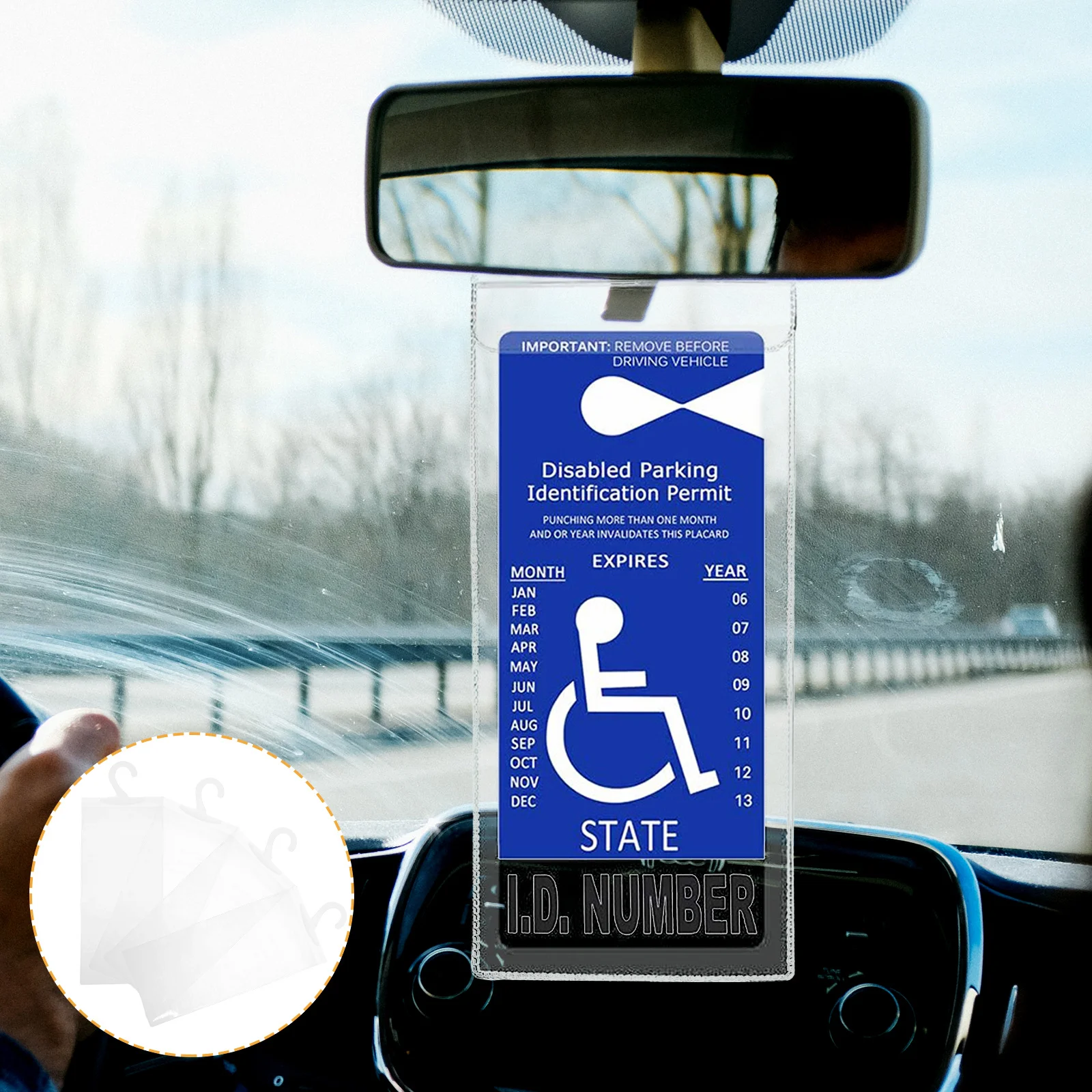 

Pvc Transparent Handicap Placard Holder Hook Bag Parking Sign Protector For Car Clear Folder Insert Easy Install Handicapped