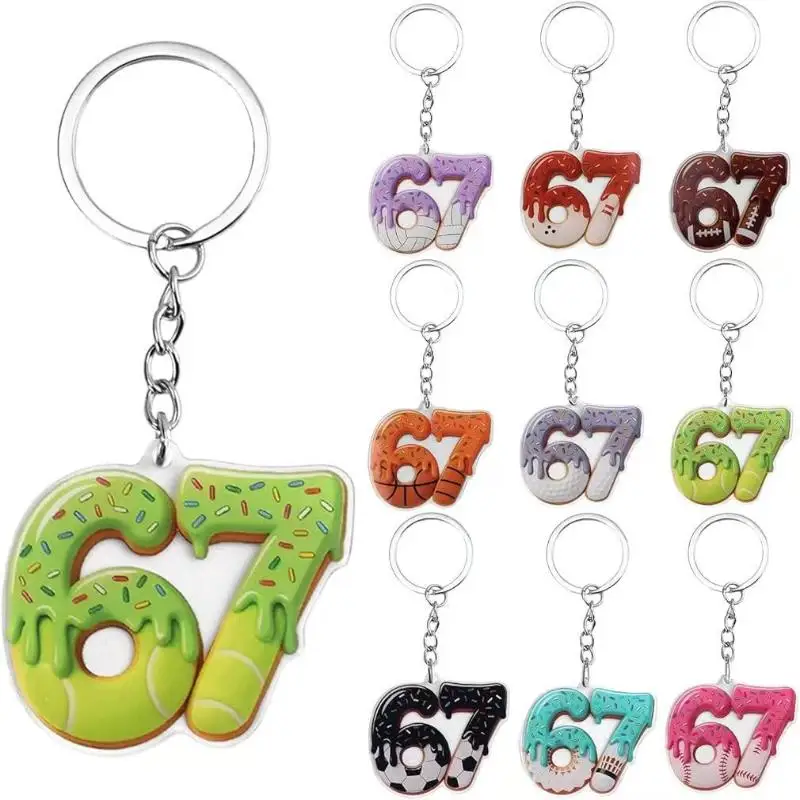 2D Acrylic Badminton Donut Keychain Flat Print Bag Charm Sports Lover Birthday Gift