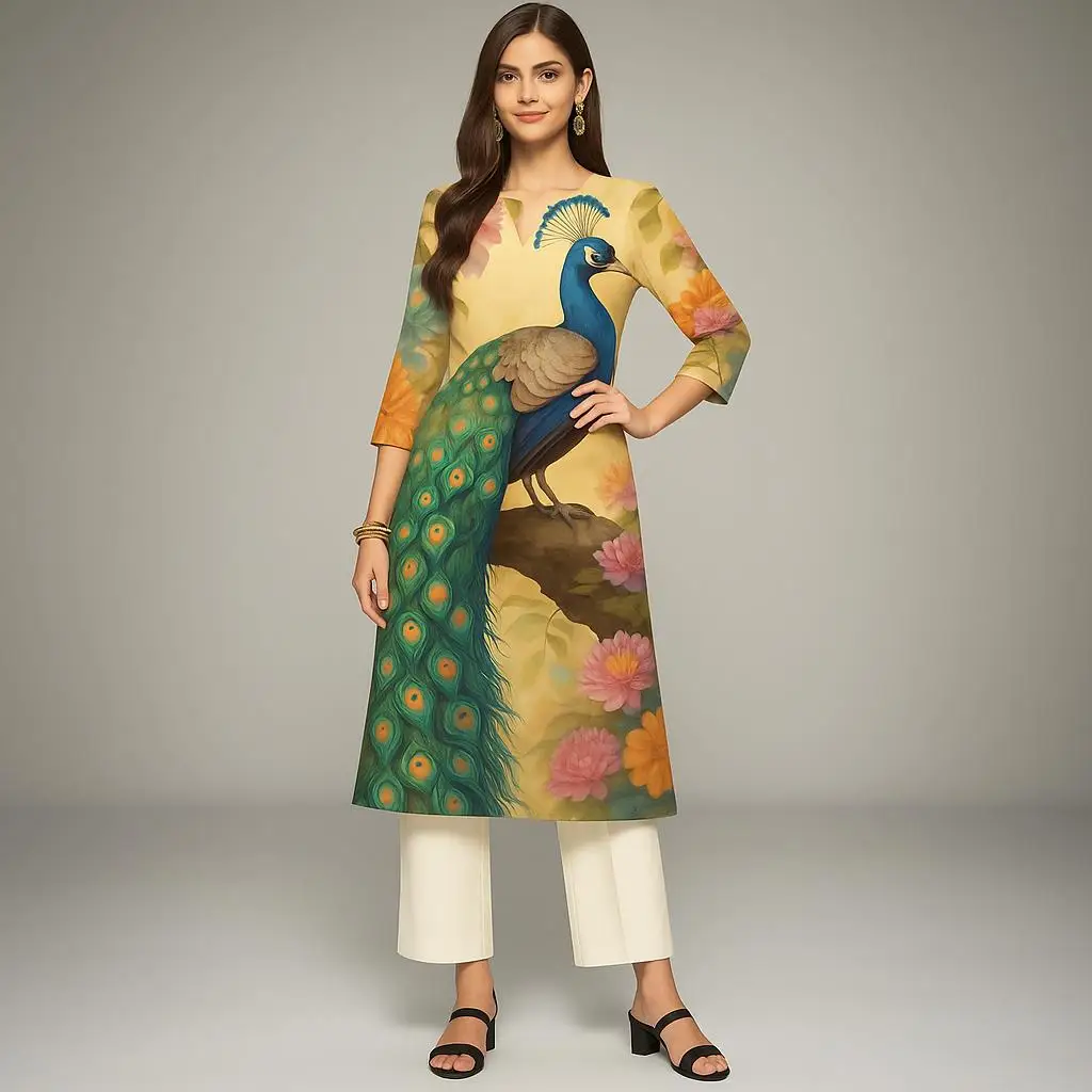 

Мусульманский женский кафтан Kurt, модный и элегантный прямой кафтан с длинными рукавами, повседневный кафтан Kurtta с узором павлина Marroqui Mujer