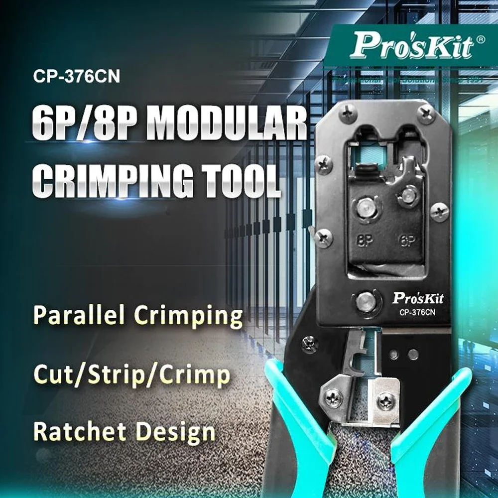 Pro'sKit CP-376CN Crystal Head Network Cable Pliers Professional Grade Super Five or Six Categories Crimping Cable Stripper Tool