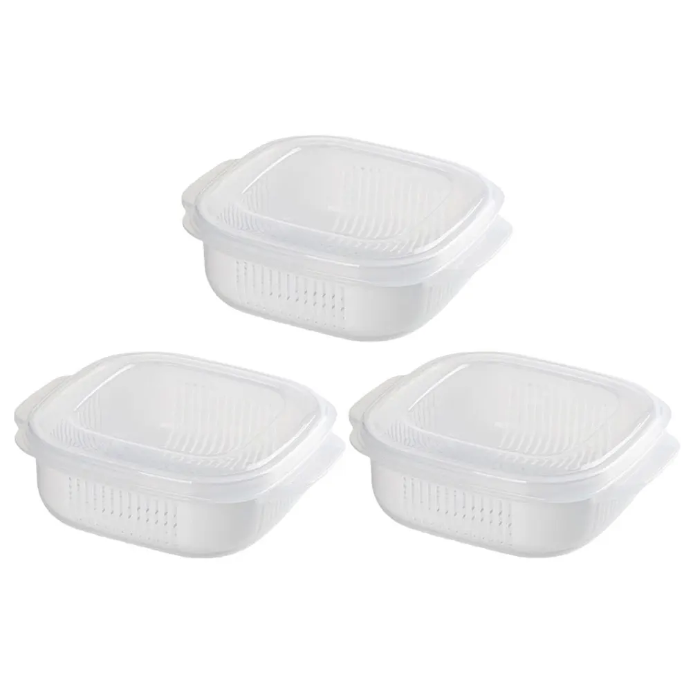 

3 Pcs Storage Container Airtight PP Material Space Saving Kitchen Box Reusable Cooked Holder Rice Container For Freezer Grain