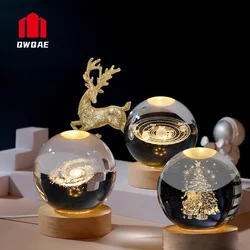 Christmas Crystal Ball Decoration 2023 Astronomy Solar System Planets Moon Astronaut LED Balls Home Snow Glass Globe Decorations