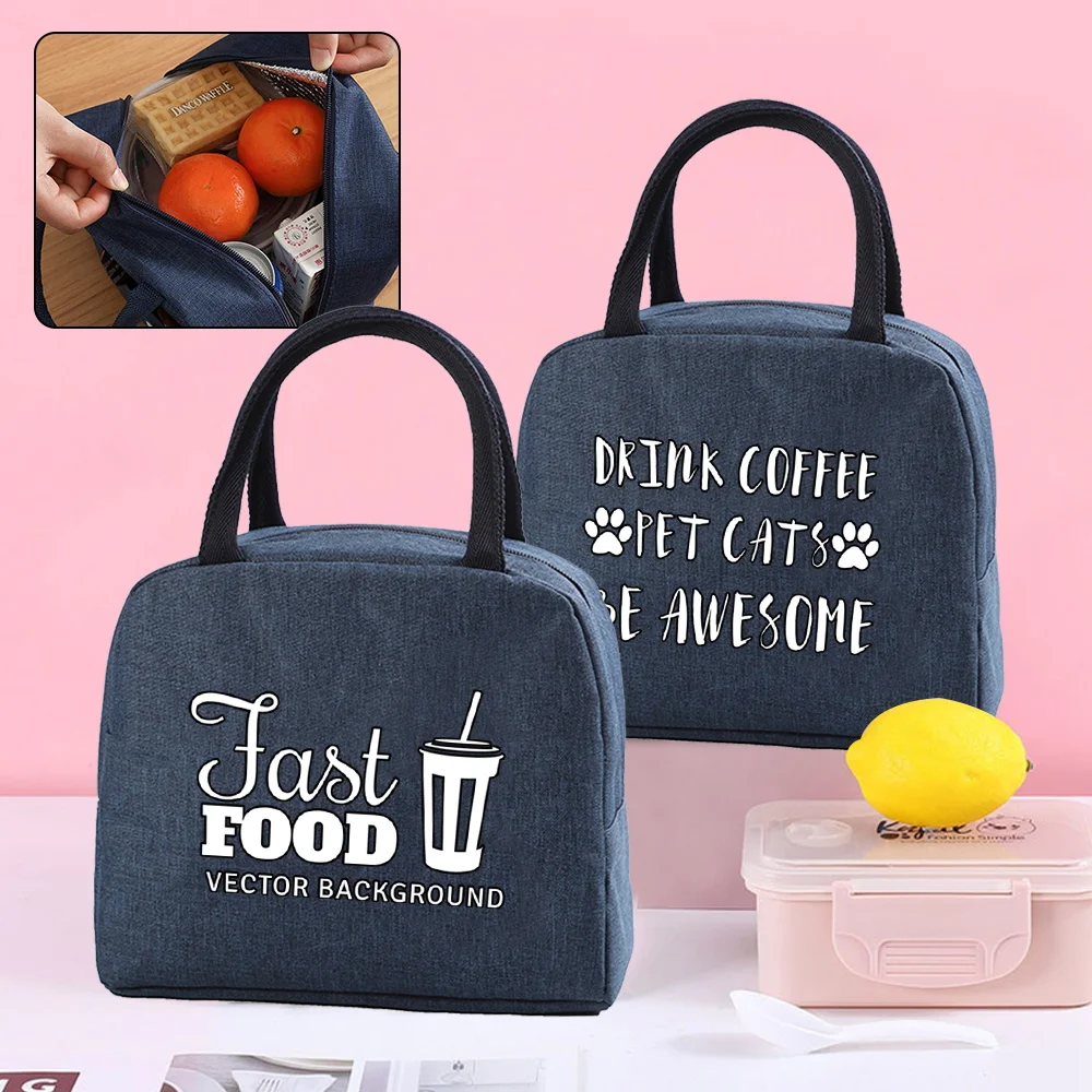 

Lunch Bag Women's Lunch Dinner Insulated Cooler Bags Child Thermal Lunch Box Canvas Packet Food Print Organizer Picnic Handbag
