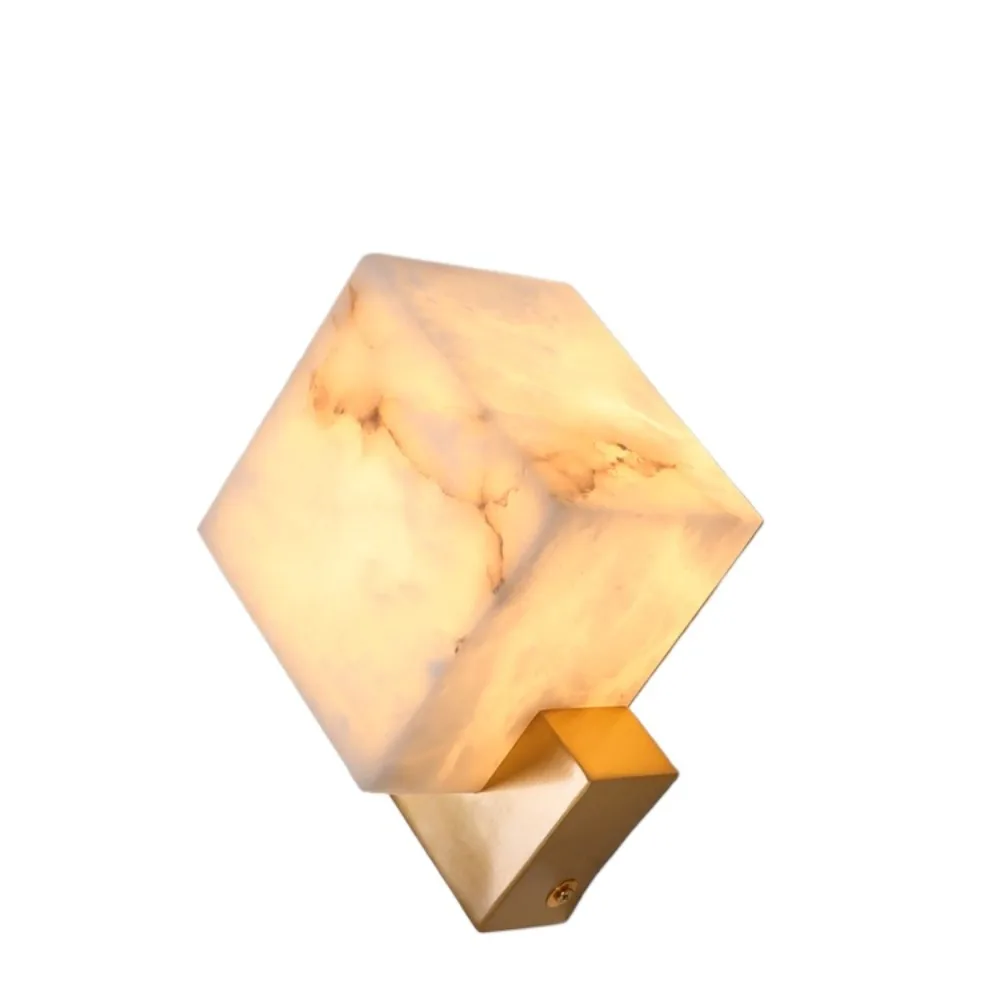 

Modern simple all-copper natural marble wall lamp, creative Nordic light luxury bedroom bedside aisle corridor lamp
