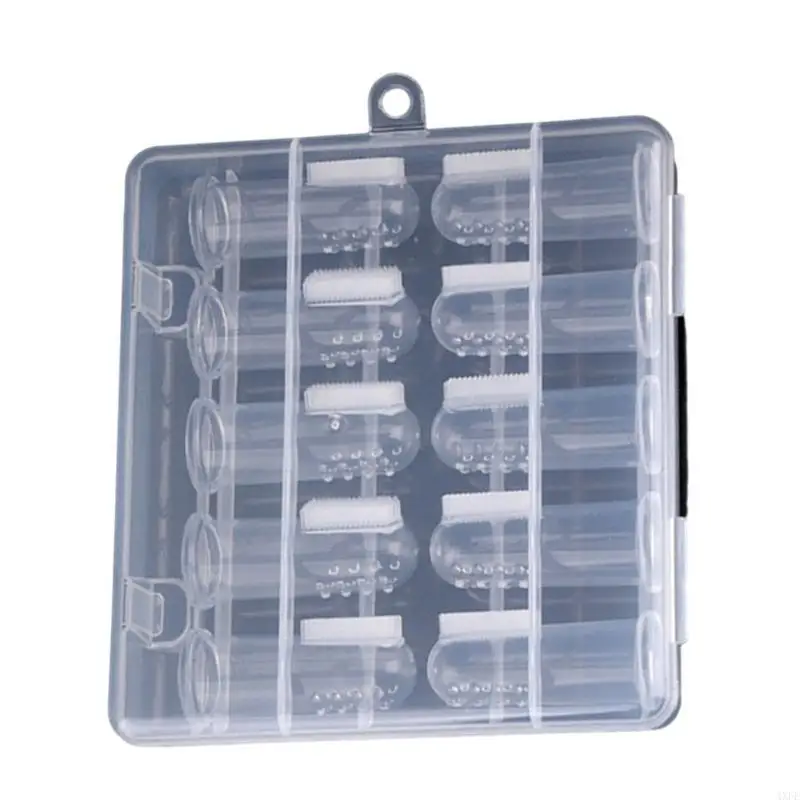 

Set of 10 Training Brush Clear Silicone Baby Finger Brushes for Gentle Cleaning