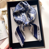 Bohemian Style Paisley Floral Print Women’s Square Silk Scarf Satin Head Wrap Design Scarves Bandana Hijab Kerchief