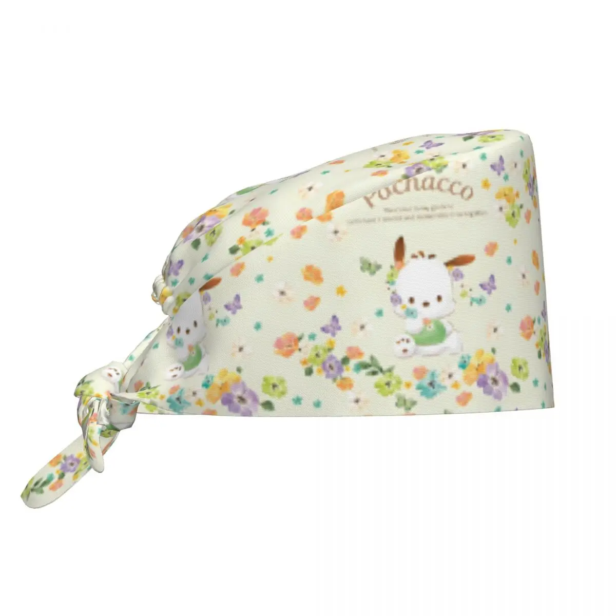

Custom Pochacco Kawaii Anime Medical Staff Scrubs Hat Women Men Floral Pattern Doctor Nursing Surgical Cap Scrub Caps
