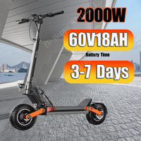 E Scooter S10-S-Z 2000W Dual Motor 60V18AH Lithium Battery Hydraulic Braking Fold Electric Scooter 10-Inch Off-Road Tire Scooter