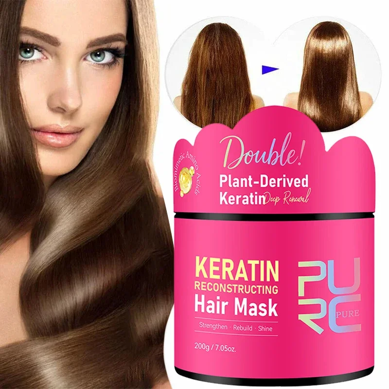 

PURC Кератиновая реконструкционная маска для волос Разглаживающая мягкость Уменьшает сухость вьющиеся коллагеновые питательные кондиционеры для волос 200 г