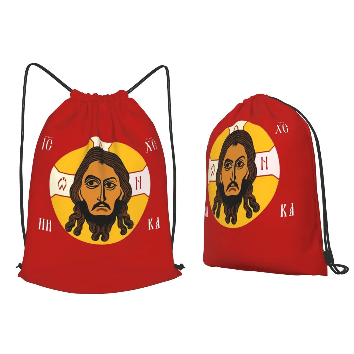 Icon - Holy Face Of Jesus Christ - Mandylion Backpacks Casual Drawstring Bags Sundries Bag Book Bags for Travel Students