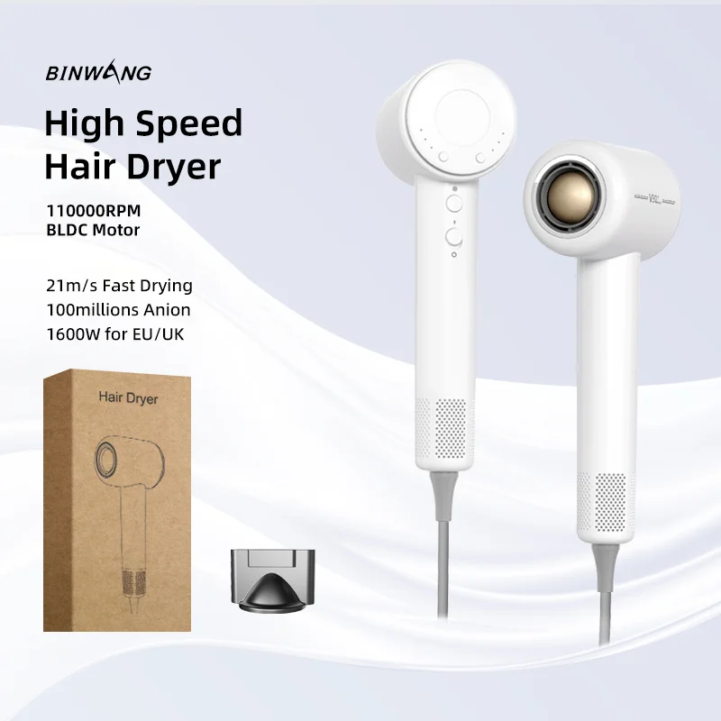1600W High-Speed Hair Dryer - Strong Wind Fast Drying Silent Negative Ion Hot & Cold Air Hair-Friendly