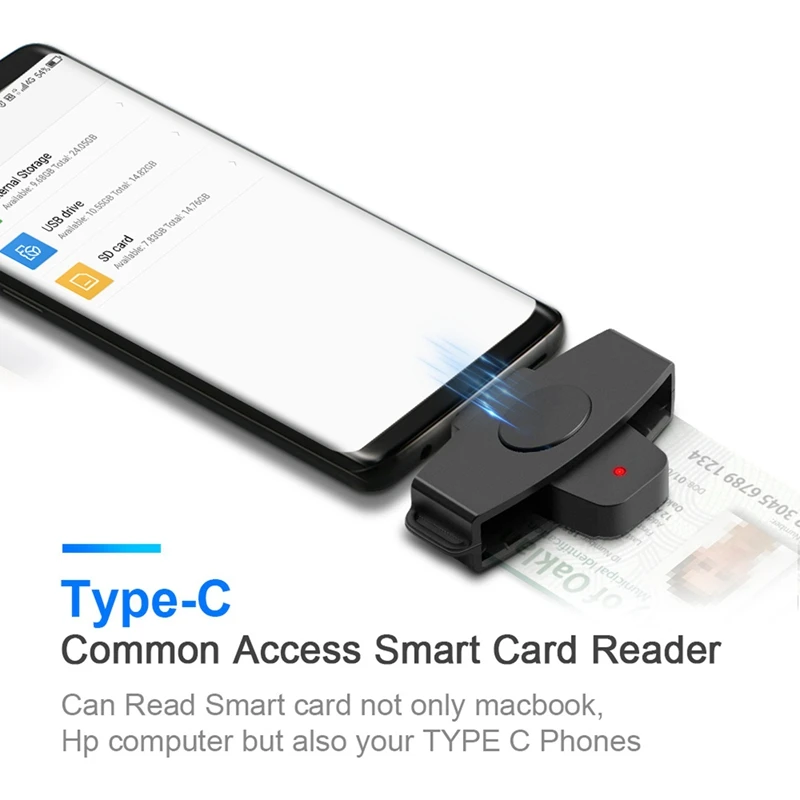 New 2X CSCR3 Smart CAC Card Reader Type-C Bank Tax Declaration SIM Card/IC Card ID Card Reader