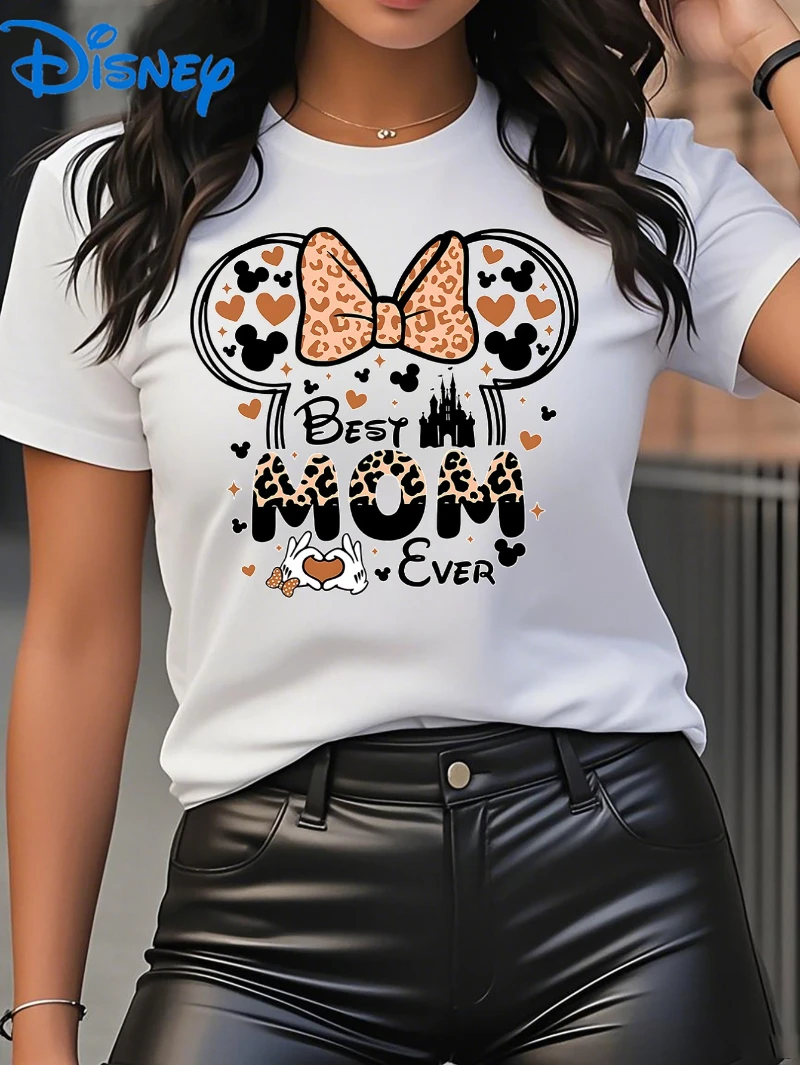 

Женская футболка Disney — топ с узором «Лучшая мама» в истории, повседневная, модная, свободная летняя с короткими рукавами