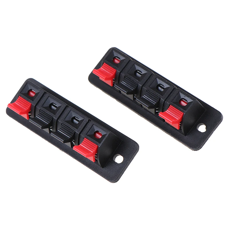 2PCS Black Plastic For Voice Box Loudspeaker Test Rack 4 Positions Spring Connector Terminal Audio Speaker Terminal Wiring Clamp