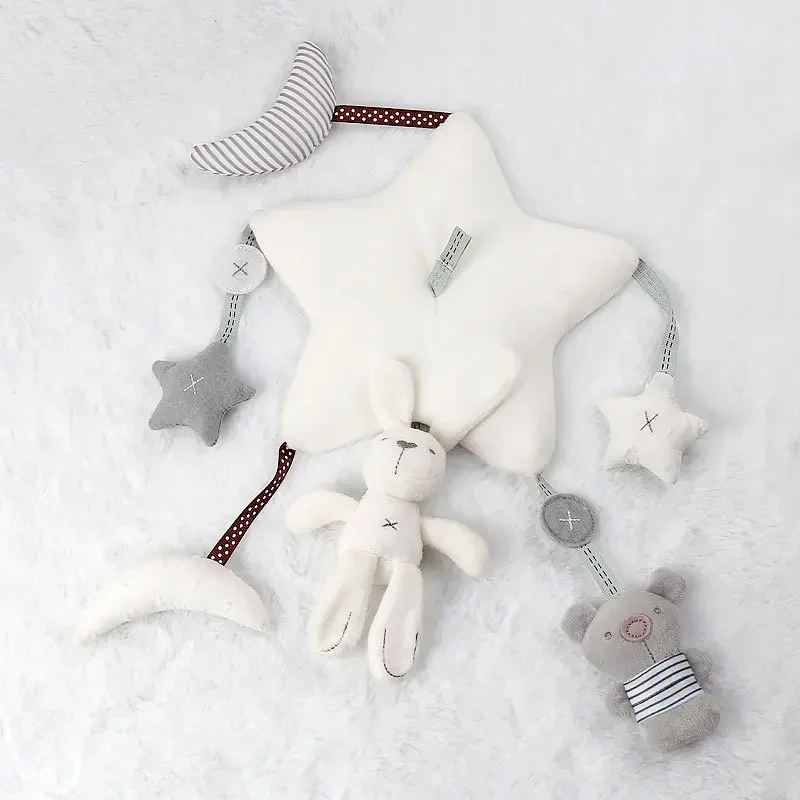 حامل لعبة جرس سرير الطفل ، قوس خشخيشات بيضاء ، صندوق موسيقى سرير متنقل ، لعبة سرير الأطفال حديثي الولادة ، يمكن للحامل أن يدور بالدرجات #5