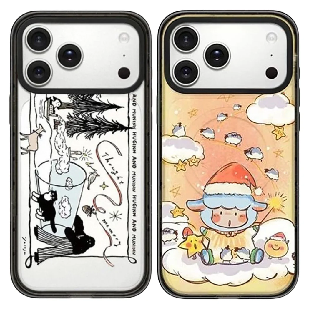 

Christmas Lamb Acrylic Black Border Magnetic Case: Compatible with IPhone 17 16 15 14 13 12 Pro Max 17 Air