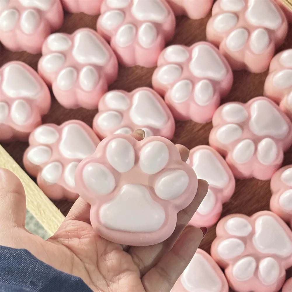 Cat Paw Shaped Pink Pads White Prints Slow Rebound Toy Soft Touch Model Pudding Mousse Cake Small Cuter Play Gift Photo Props