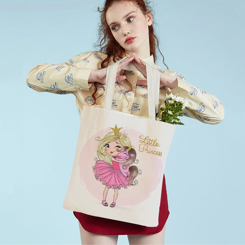 Moda lychee vida ballet menina reutilizável lona pano estudante tote bolsa adorável dos desenhos animados criança casual compras bolsa de ombro