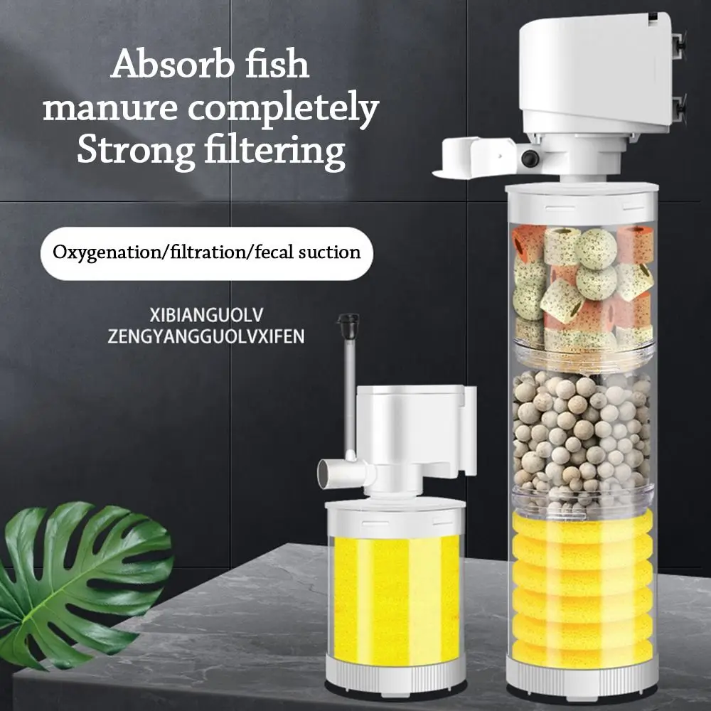 1 Stück Tauchbare Aquarium-Filterpumpe Interner Filter Eingebaute Aquarium-Luftpumpe Wellenmacher 3-in-1 Aquariumfilter