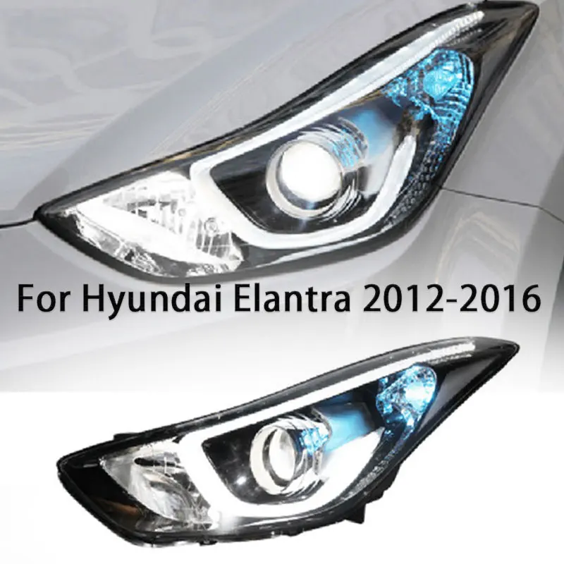 

Автомобильная передняя фара для Hyundai Elantra 2011-2016 светодиодный, фара, Стайлинг, динамический сигнал поворота, объектив, автомобильные аксессуары