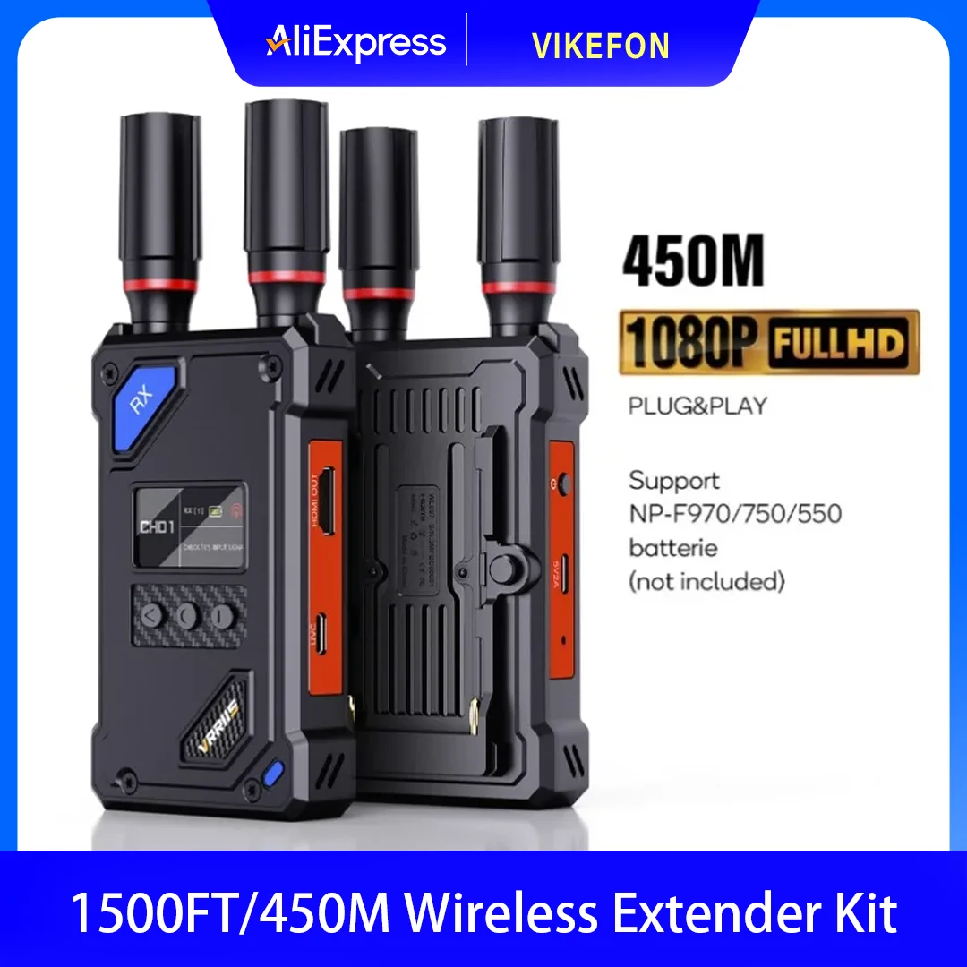 

Беспроводной HDMI-совместимый удлинитель, видеопередатчик, приемник для домашних игровых камер, поддерживаемых аккумуляторов серии NP-F