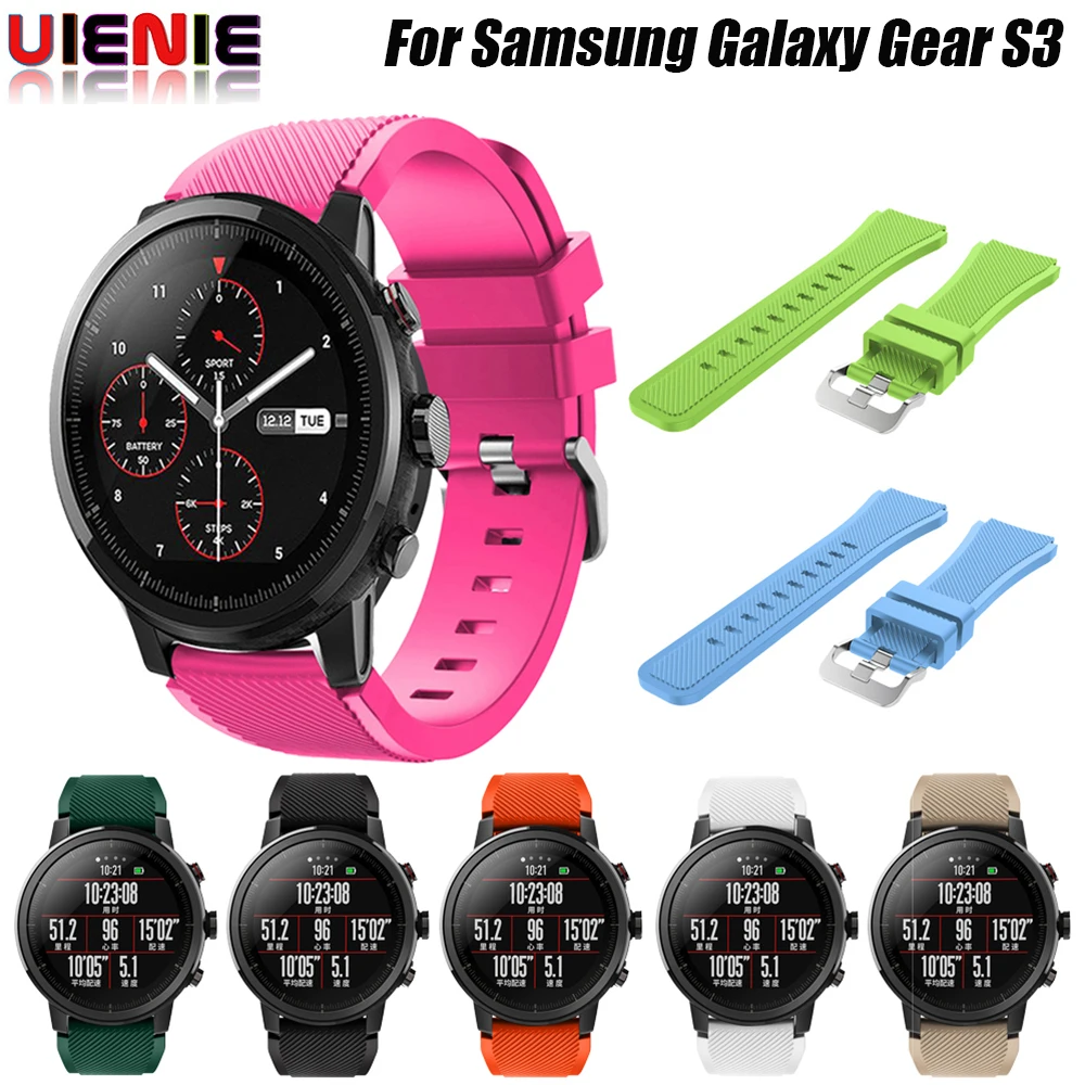 

22mm Silicone Band Correa Strap For Samsung Galaxy Watch 46mm/Gear S3 Frontier/Huawei Watch GT GT2 46mm/Huami Amazfit GTR 3 47mm