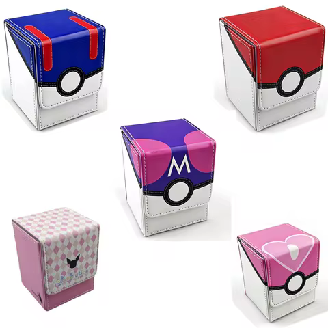 Pokemon Card Deck Storage Box PTCG Master Ball Organizer Case for Magic: the Gathering MTG Commander TCG Sleeves Carrying Case