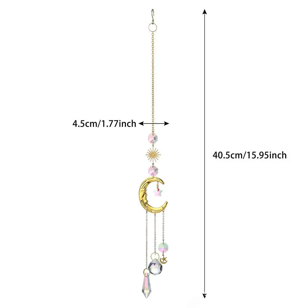 Festival Gift Moon Crystal Pendant Prismas Creative Wind Chime Stars Multipurpose Sun Catchers Home Decor