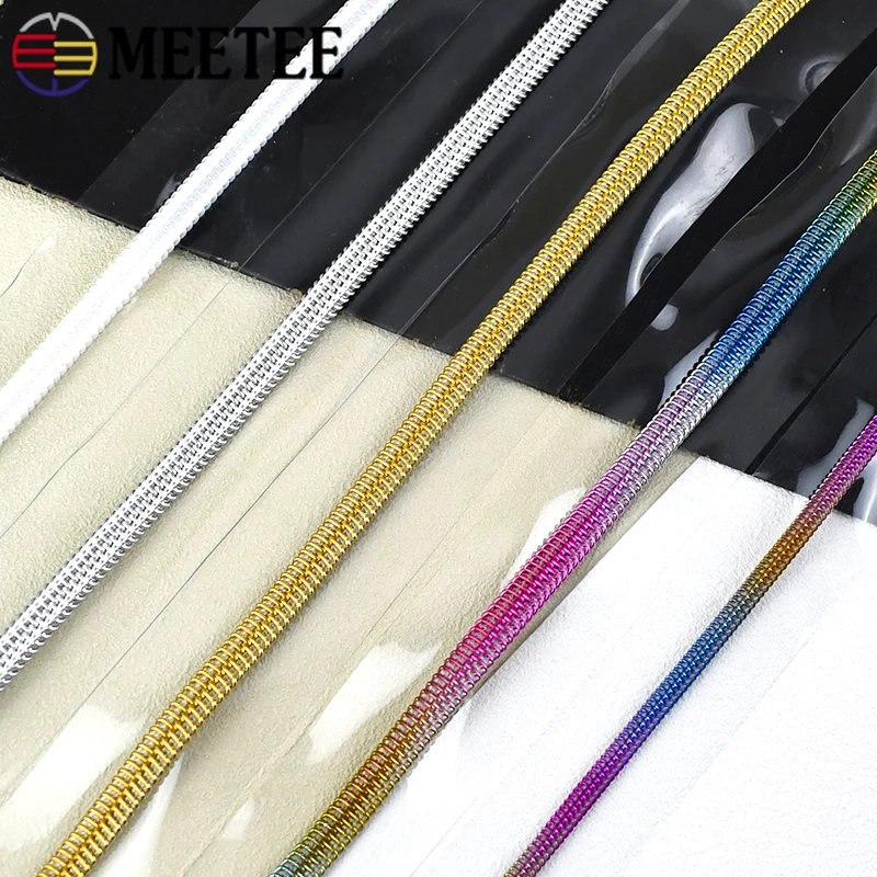 1-10M Meetee 5# Nylon Zippers Tape Transparent Cloth Colorful Decorative Zipper Plastic Continuous Cabbage Zip for Sewing Repair