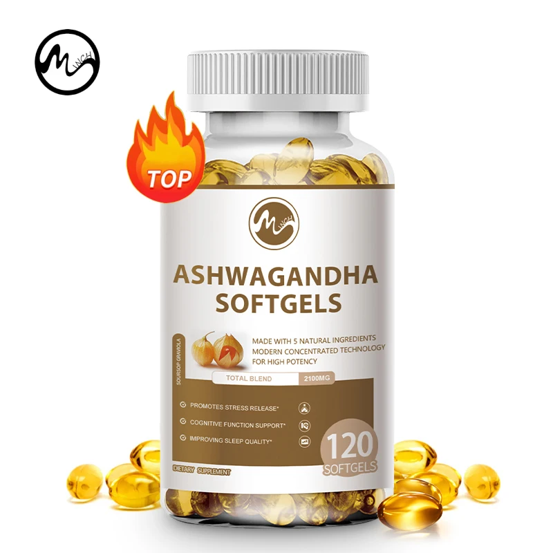 Ashwagandha Extract Capsules Angst Stress Ondersteuning Helpt Gezonde Diepe Slaap Te Redden Slapeloosheid Slanke Buik Verbeteren Immuniteit