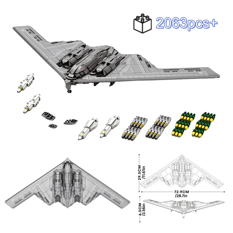 

2025 NEW MOC B2 Military Stealth And Strategic Bomber Building Blocks Fighter Model Christmas Birthday Gifts Toy for Adult