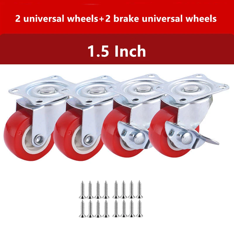 

4 Pcs/Lot 1.5 Inch Directional /Universal/Brake Furniture Silent Swivel Caster Trolley Wheels Hardware Steering Pulleys Chair