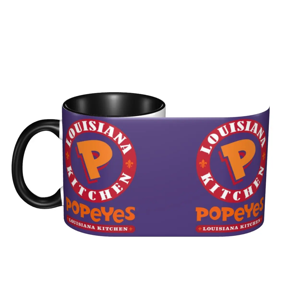Popeyes Louisiana Kitchen Logo Mug Funny Ceramic Coffee Cups Tea Mugs Milk Cup Drinkware Gifts for Woman Man DIY Custom