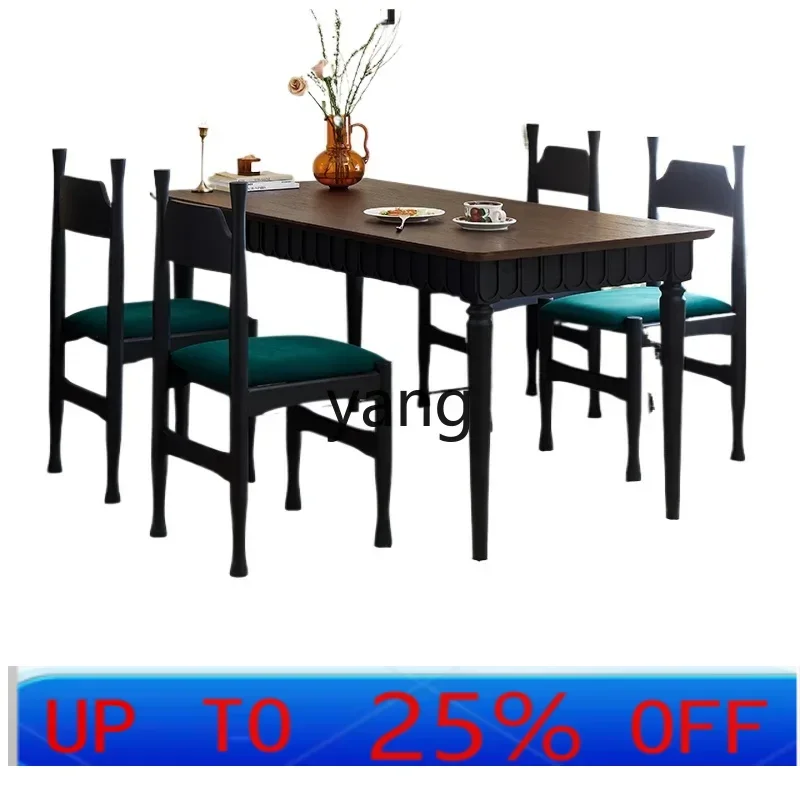 

LH American retro solid wood dining table chair light luxury household dining table rectangle