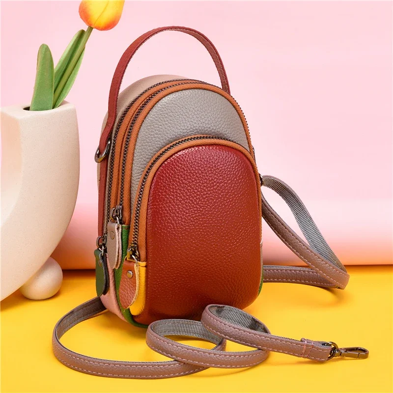 Sac à main 100% cuir véritable pour femmes, mini sacs pour téléphone portable et portefeuilles de styliste, mode initiée, sacoche féminine