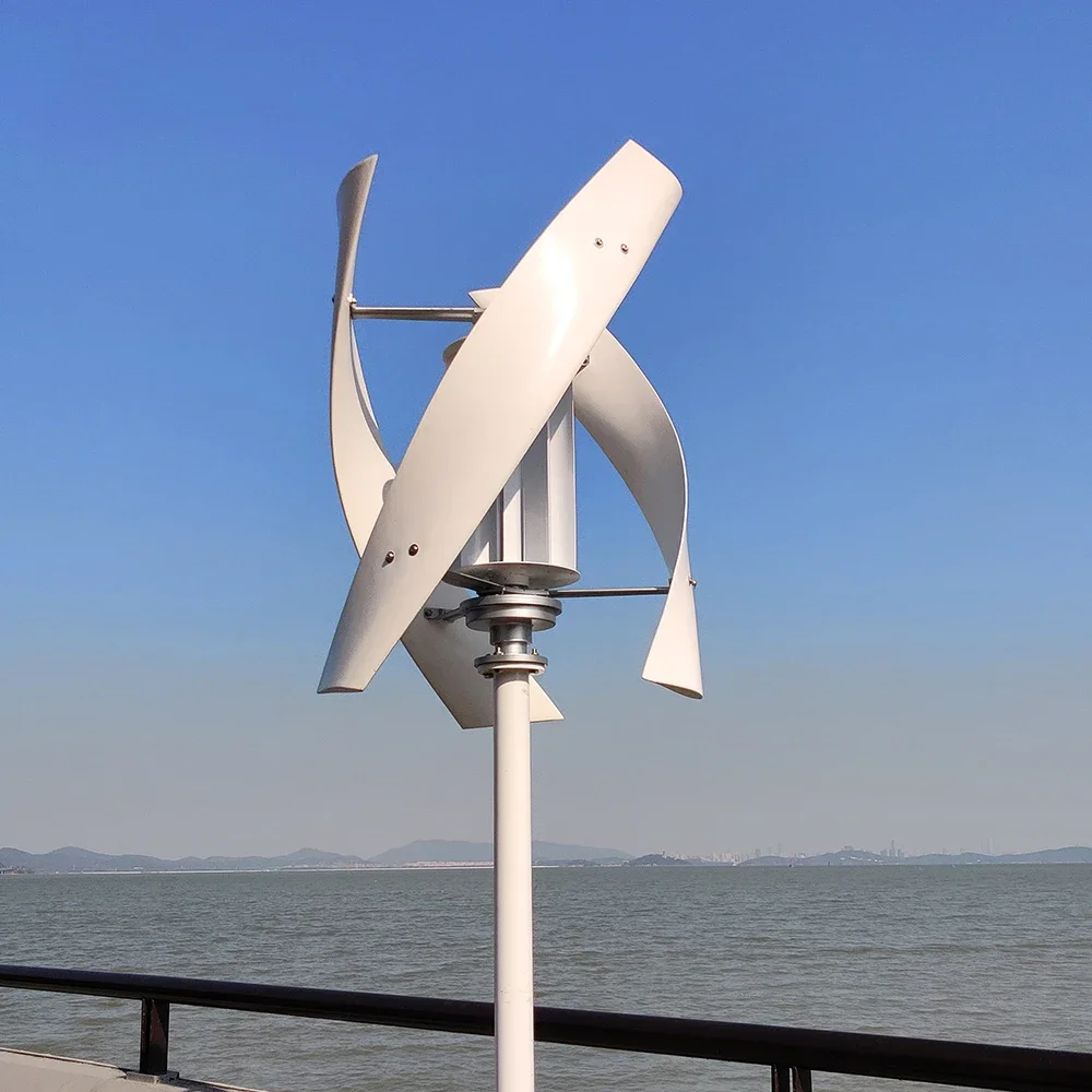 For Home Use Wind Turbine 2kw 3kw Vertical Axis Maglev Plant High Voltage Generator 3000w 24V 48V With Hybrid Charge Controller