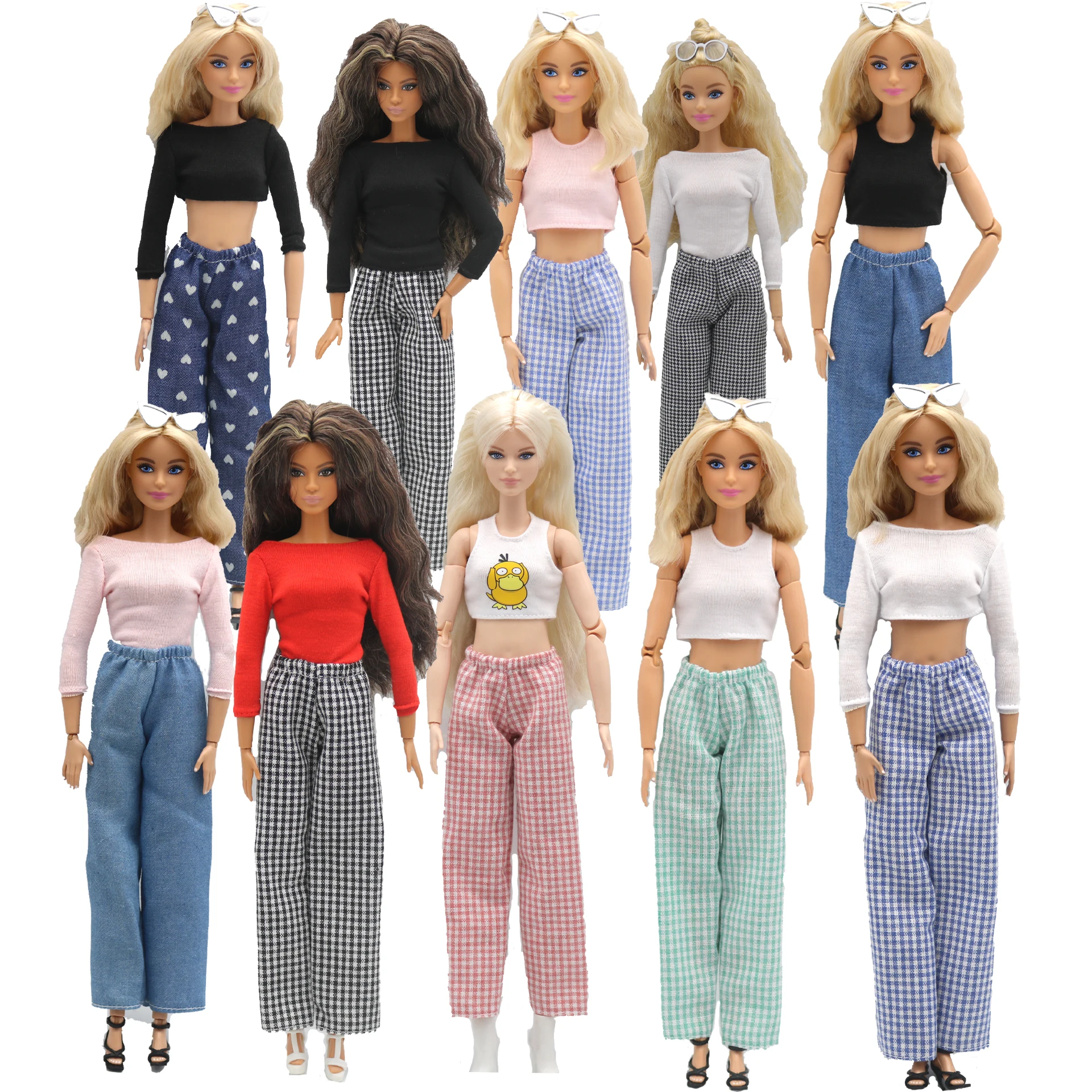 doll clothes 30 cm  Top T-shirt Elastic pants Daily Wear Accessories Clothes for Curvy Barbies doll