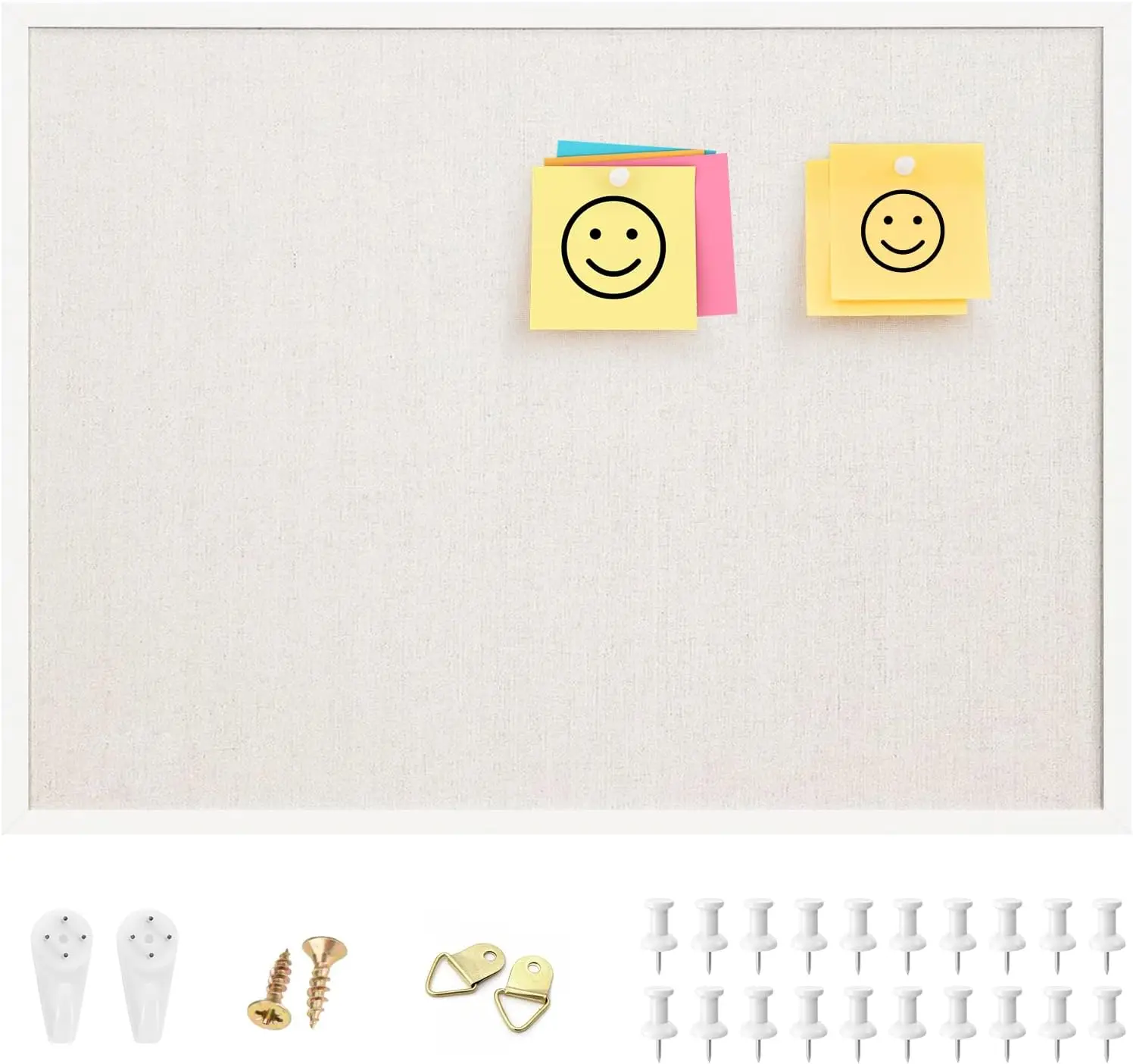 

20x30 Inch White Framed Linen Cork Board, Decorative Hanging Pin Vision Board for Home Office