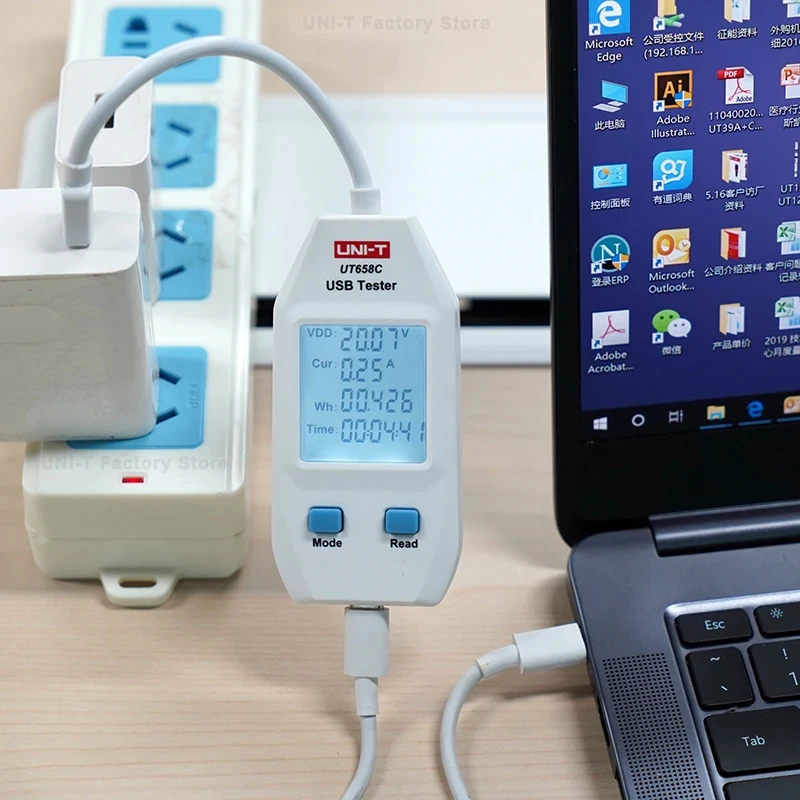 UNI-T UT658 USB تستر UT658C UT658DUAL شاحن نوع A/C شحن سريع القدرة الحالية اختبار مقاومة الطاقة USB السلطة متر