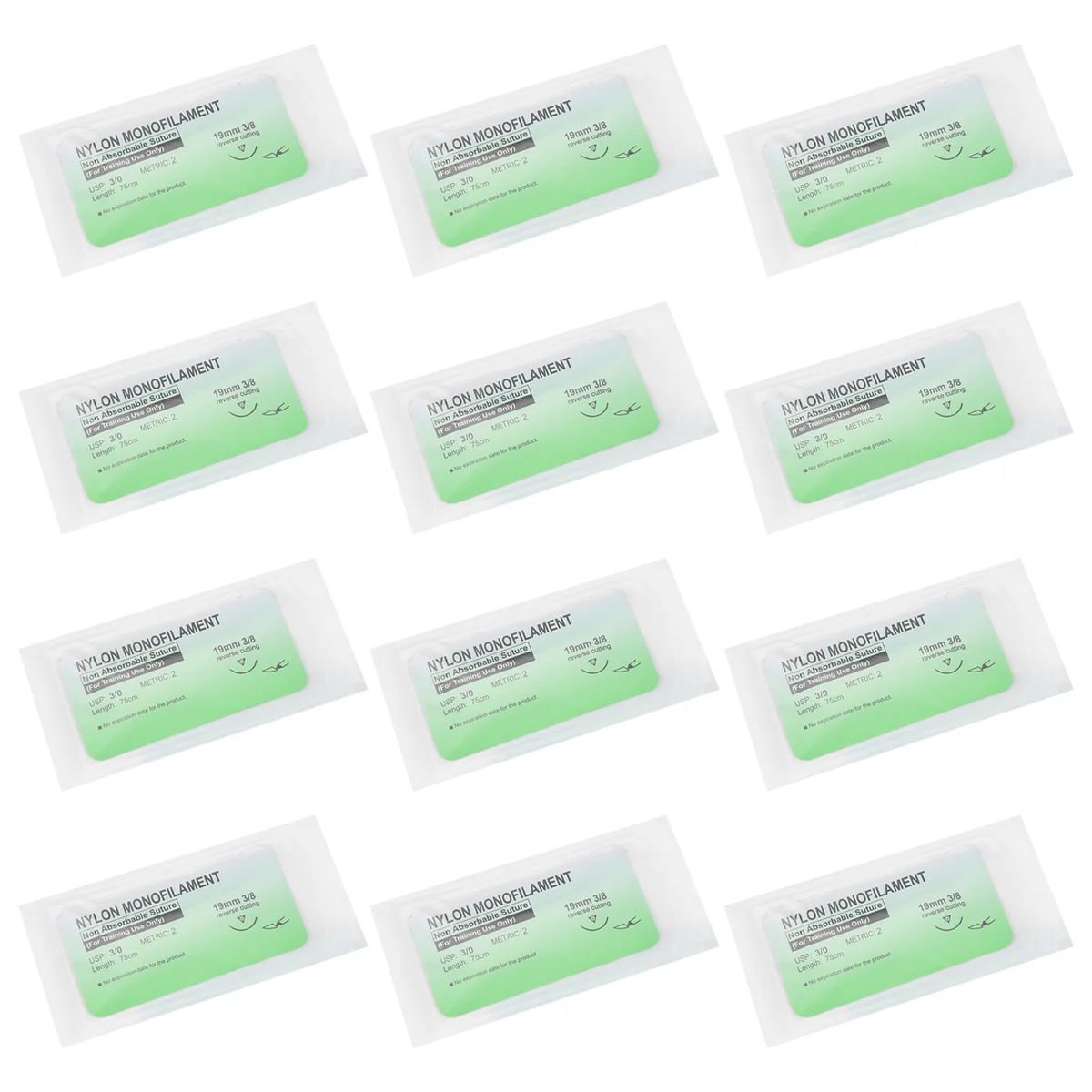 Gfc-12 шт./компл. набор для наложения швов иглы с нейлоновой мононитивой нитью 3/0