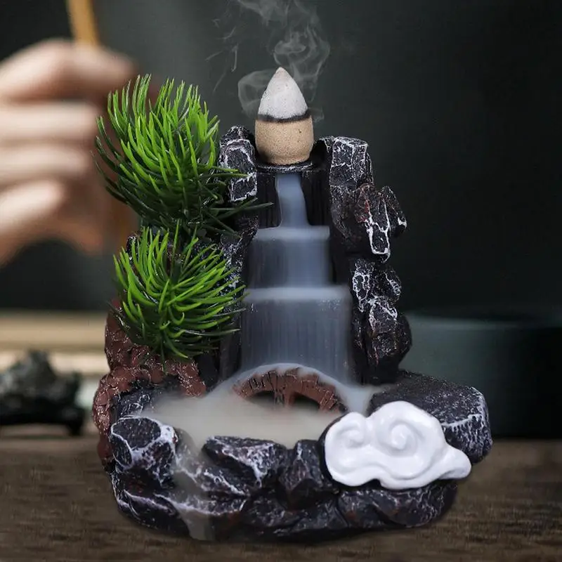 Creative Waterfall Incense Burner Upgraded Backflow Incense Holder Resin Smokey Aromatherapy Environment Cleansing For Home