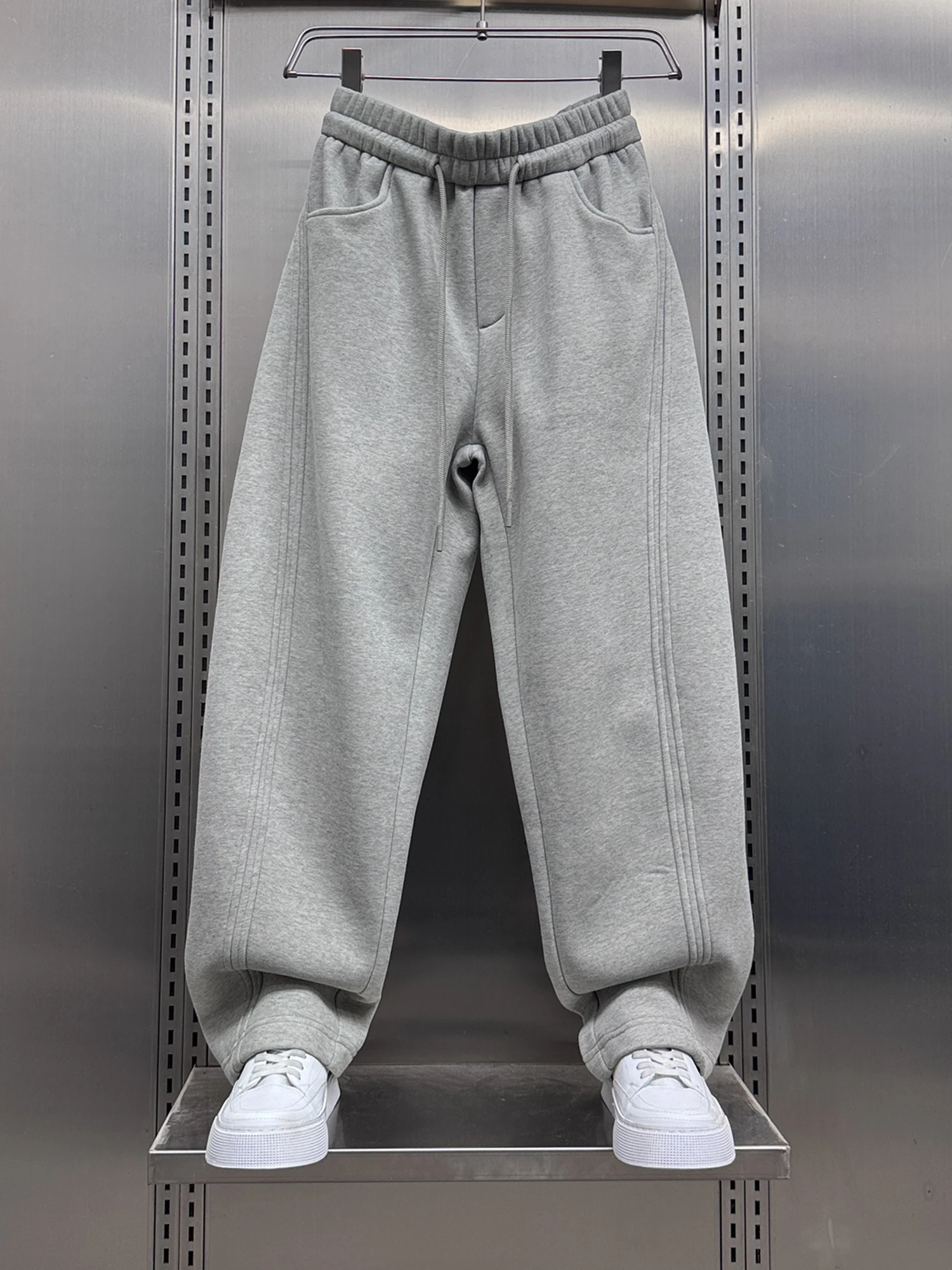 

Men's Fce Lined Thiened Straight Leg Casual Pants Dstring Spor Trousers Versatile Long Trousers Autumn Winter New A...
