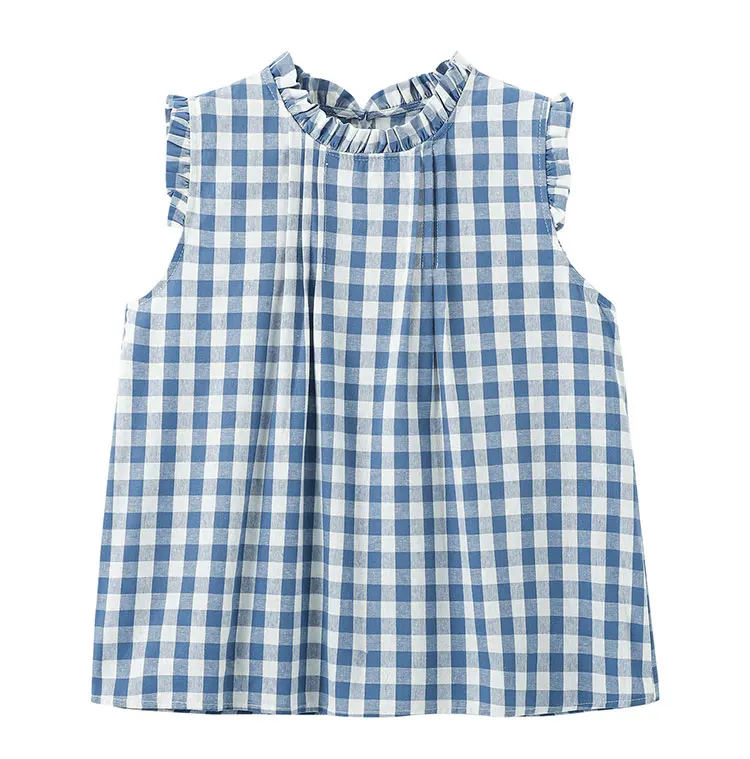 

Summer Blouse Women French Style Sweet Doll Shirt Loose Fit Sleeveless Ruffle Top Casual Fashion Elegant New Outfit