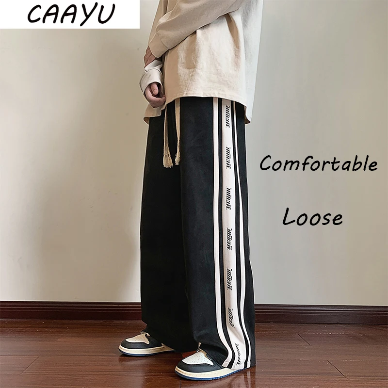 CAAYU codzienne męskie spodnie luźna prosta szeroka nogawka spodnie męskie nowe Retro Streetwear deskorolka neutralne spodnie modne modne spodnie