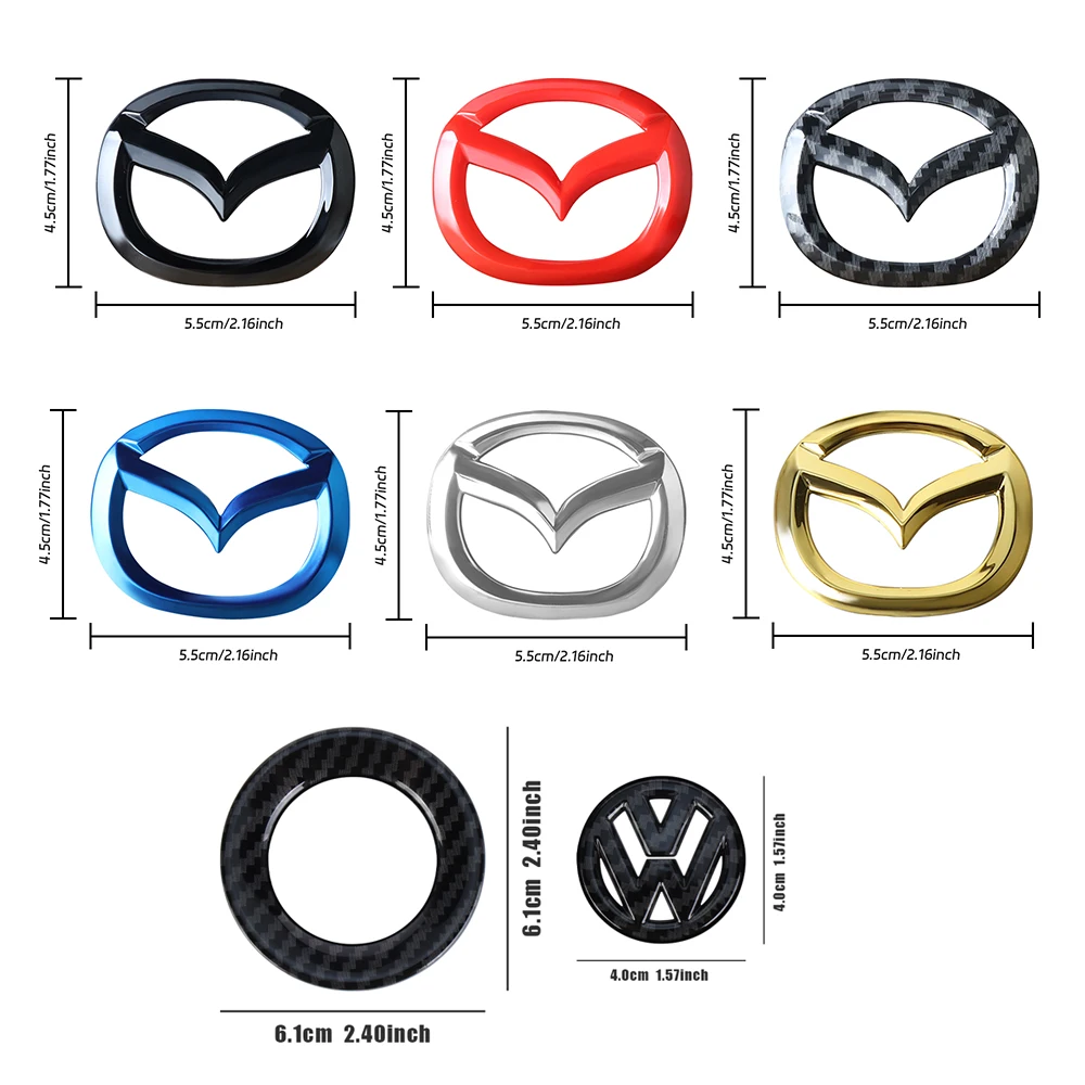 Car Badge Styling Decoration Steering Wheel Rings Stickers Carbon Fiber Covers For Mazda For VW Golf Polo Scirocco Passat Tiguan - view 4