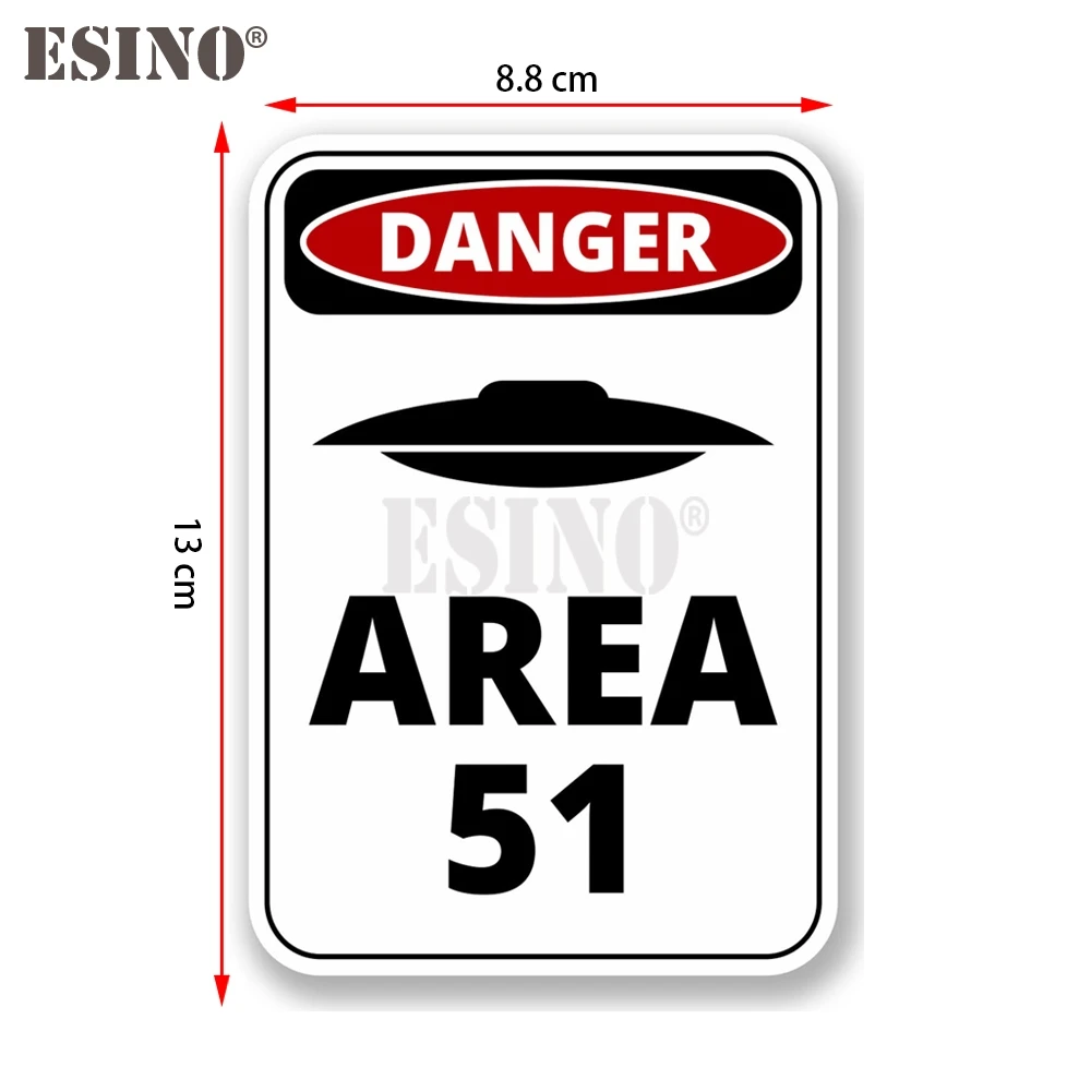الإبداعية تحذير خطر UFO منطقة 51 الغريبة الكرتون PVC ملصق مائي مقاوم للماء جسم السيارة ملصق نمط الفينيل