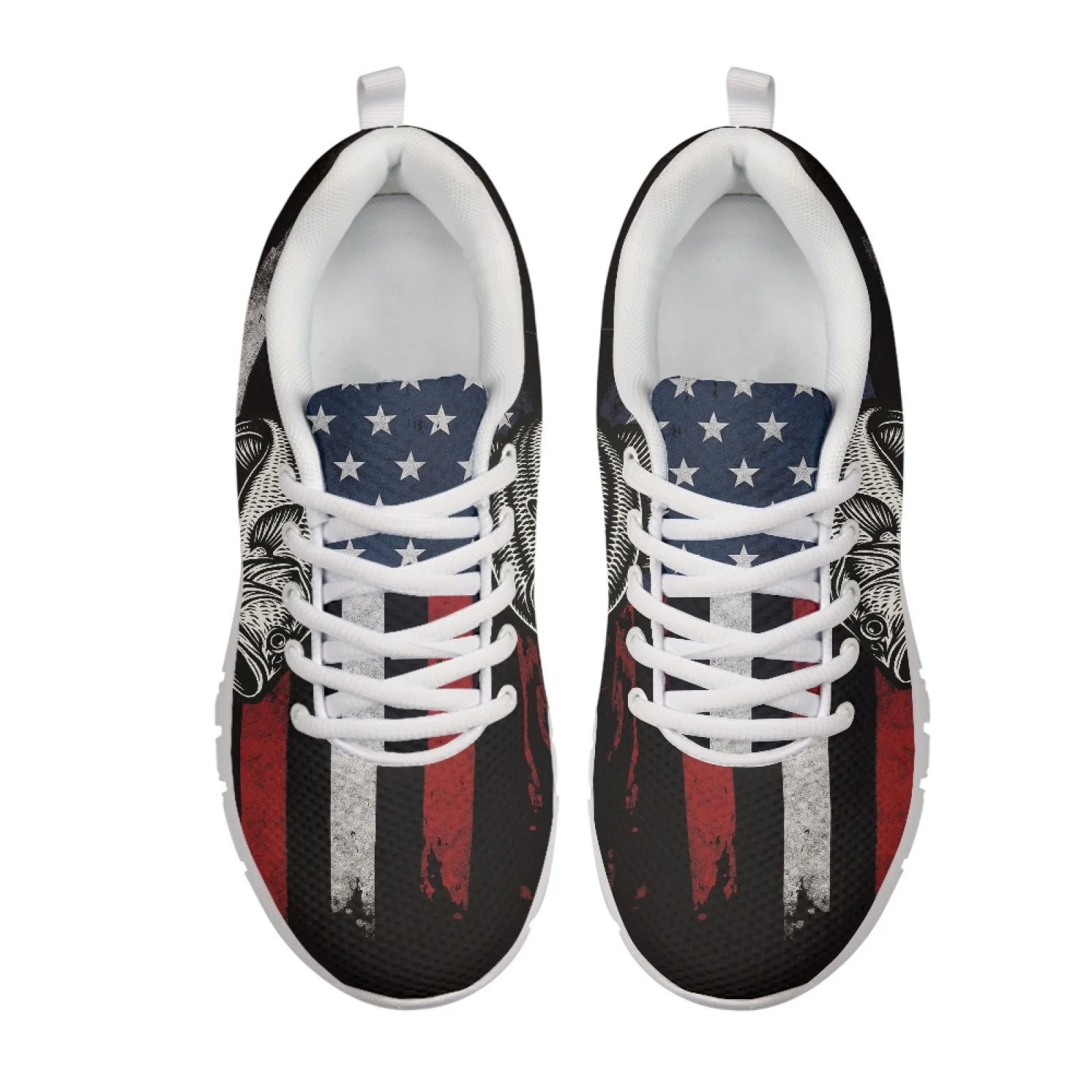 Coloranimal Lightweight Low Top Running Sneakers for Men Mens Lace Up Athletic Trainers for Training Distressed American Flag